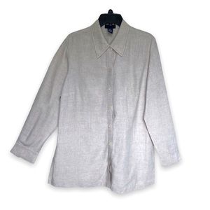 Beige linen button down shirt size 14/16